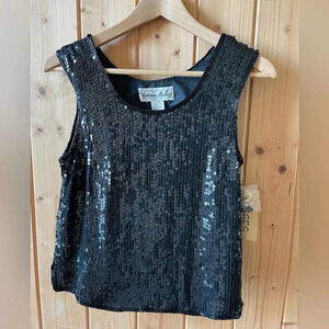 Victoria Holley Black Sequin Top- Size M